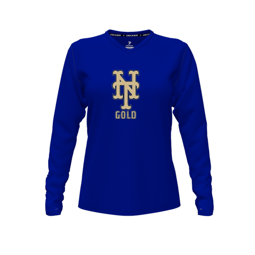 [FTLVCFRY-FYXS-LOGO1] Decker Comfort T-Shirt (Female Youth XS, Royal, V Neck, Logo 1, Long Sleeve)