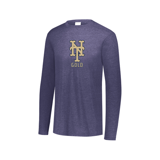 [3075.U22.XS-LOGO1] Decker Men's Tri-Blend T-Shirt - Long Sleeve (Adult XS, Navy, Logo 1)