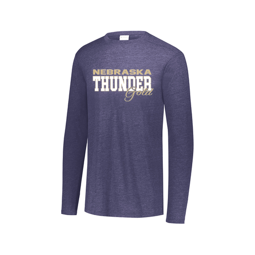 [FTLCUBNV-AXS-LOGO2] Decker Men's Tri-Blend T-Shirt - Long Sleeve (Adult XS, Navy, Logo 2)